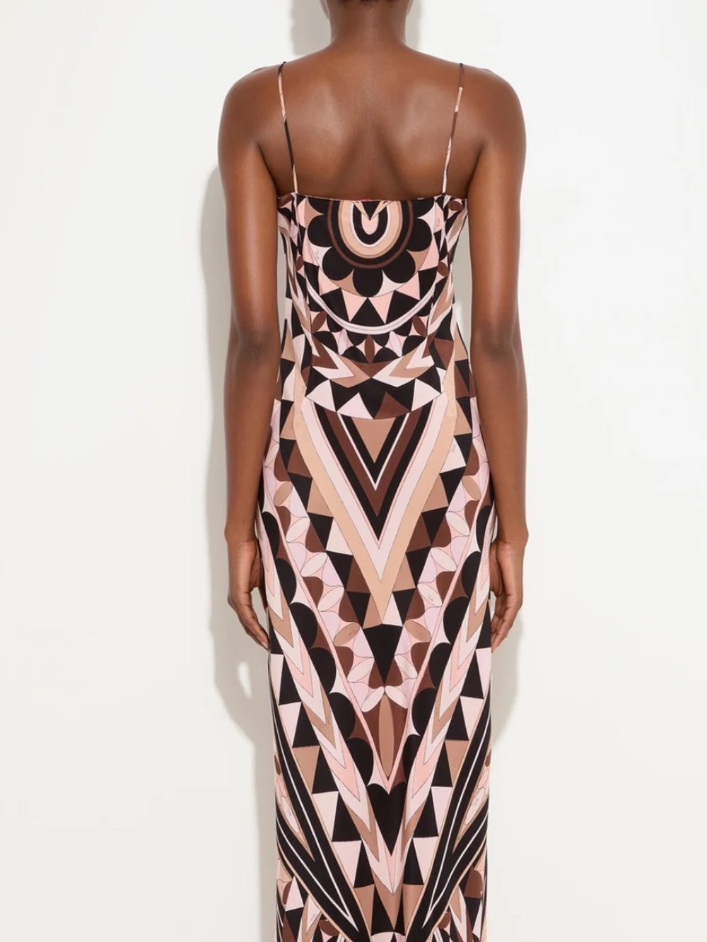 Emilio Pucci Geometric Slip Maxi Dress in Pink and Brown - Picture 5 of 7